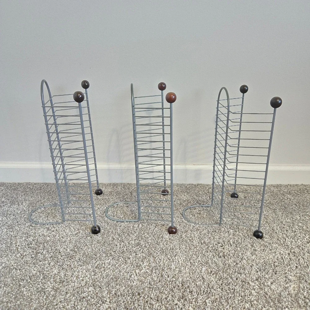 15 DVD Blu-ray Game Holder LOT of 3 Wire Metal Rack Tower Storage‎ Free Standing